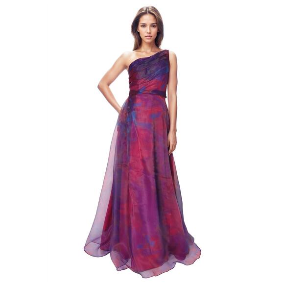 NWT RENE RUIZ $1,800 ONE SHOULDER A-LINE ORGANZA GOWN Sz 8
